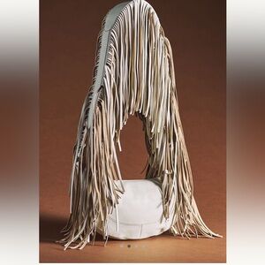 NWT ANTHROPOLOGIE Boho Cascade Fringe Handbag Cream and Tan
